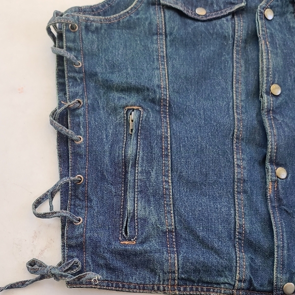 Boss Dark Blue Denim Vest with Side Lacing - Picture 3 of 6